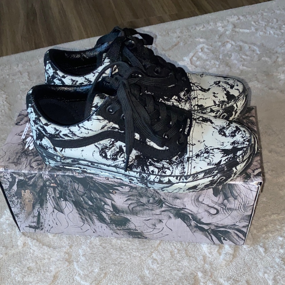 Vans Grey and Black Marble Sneakers - Picture 3 of 5